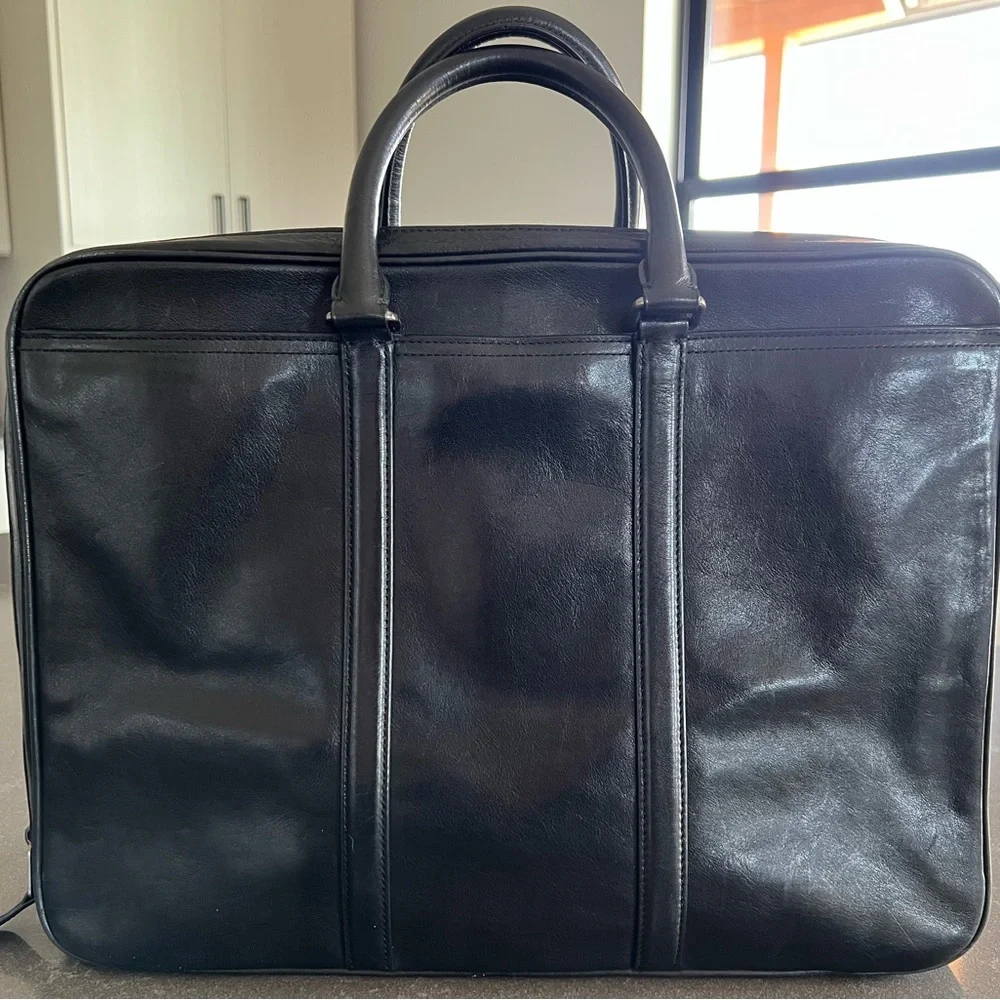 Coach Black Leather Briefcase/Computer Bag - Metropolitan model